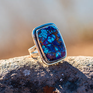 Athena Ring - Purple Turquoise Rectangle – view 5 – handcrafted gemstone jewelry by Chida Gems