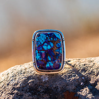 Athena Ring - Purple Turquoise Rectangle – view 6 – handcrafted gemstone jewelry by Chida Gems