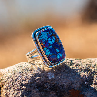 Athena Ring - Purple Turquoise Rectangle – view 8 – handcrafted gemstone jewelry by Chida Gems