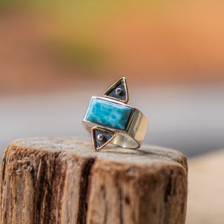 Bermuda Triangle Ring - Larimar – handcrafted gemstone jewelry by Chida Gems