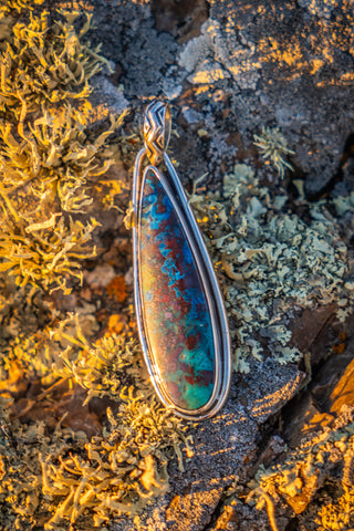 Capri Pendant & Chain - Shattuckite Teardrop – handcrafted gemstone jewelry by Chida Gems