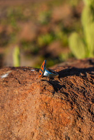 Malta Triangle Ring - Orange and Blue