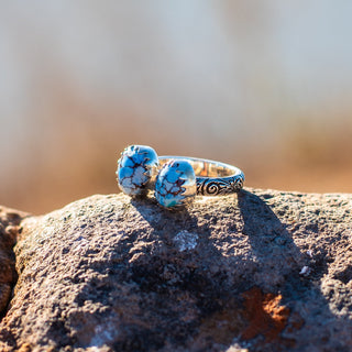 Monterey Double Stone Ring - Golden Hills Turquoise – view 5 – handcrafted gemstone jewelry by Chida Gems