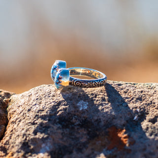 Monterey Double Stone Ring - Golden Hills Turquoise – view 4 – handcrafted gemstone jewelry by Chida Gems