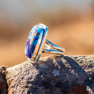 Athena Ring - Purple Turquoise Rectangle – view 2 – handcrafted gemstone jewelry by Chida Gems