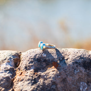 Monterey Double Stone Ring - Larimar – view 5 – handcrafted gemstone jewelry by Chida Gems
